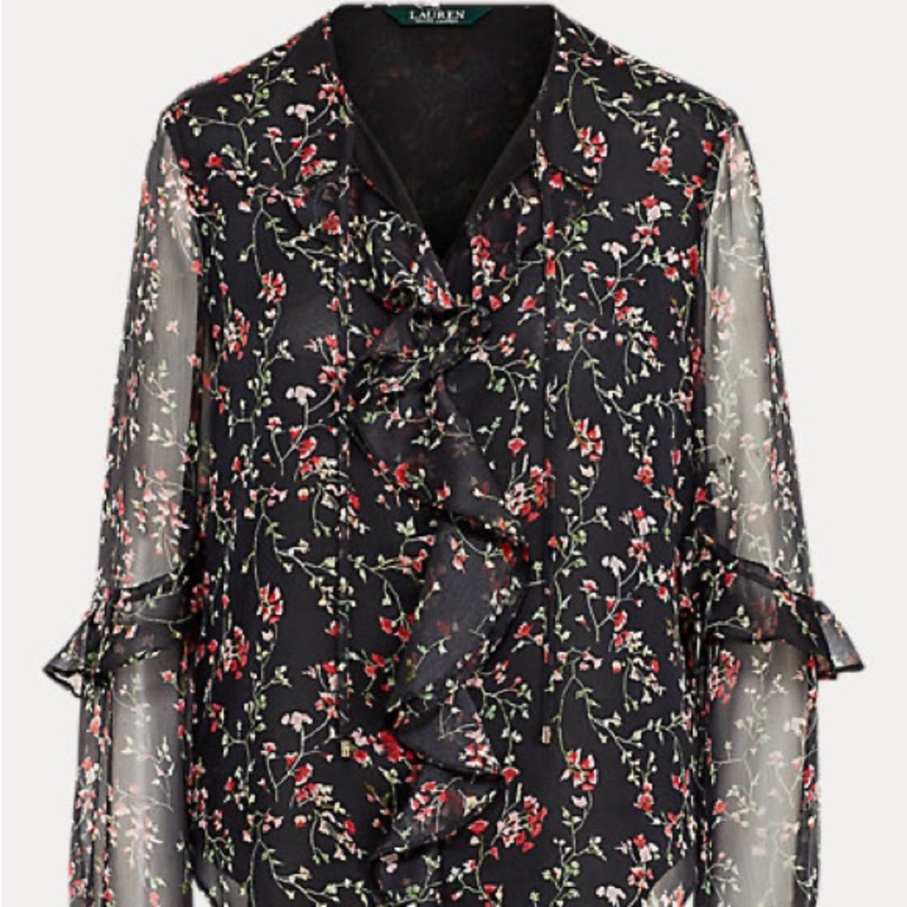 RALPH LAUREN Ruffled Georgette Top - XL